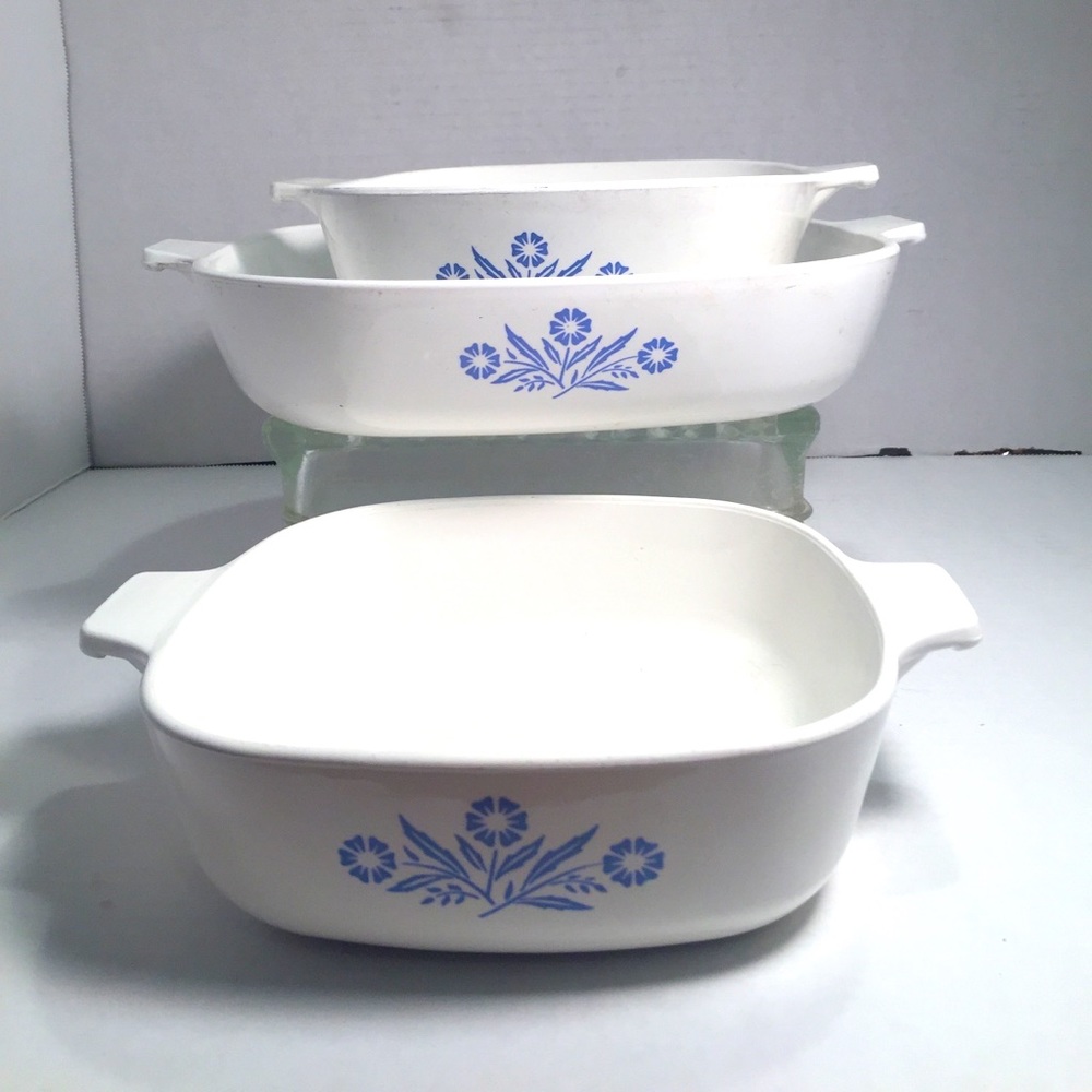 VNTG Corelle Cornflower Blue Serving Dishes 3 inc
